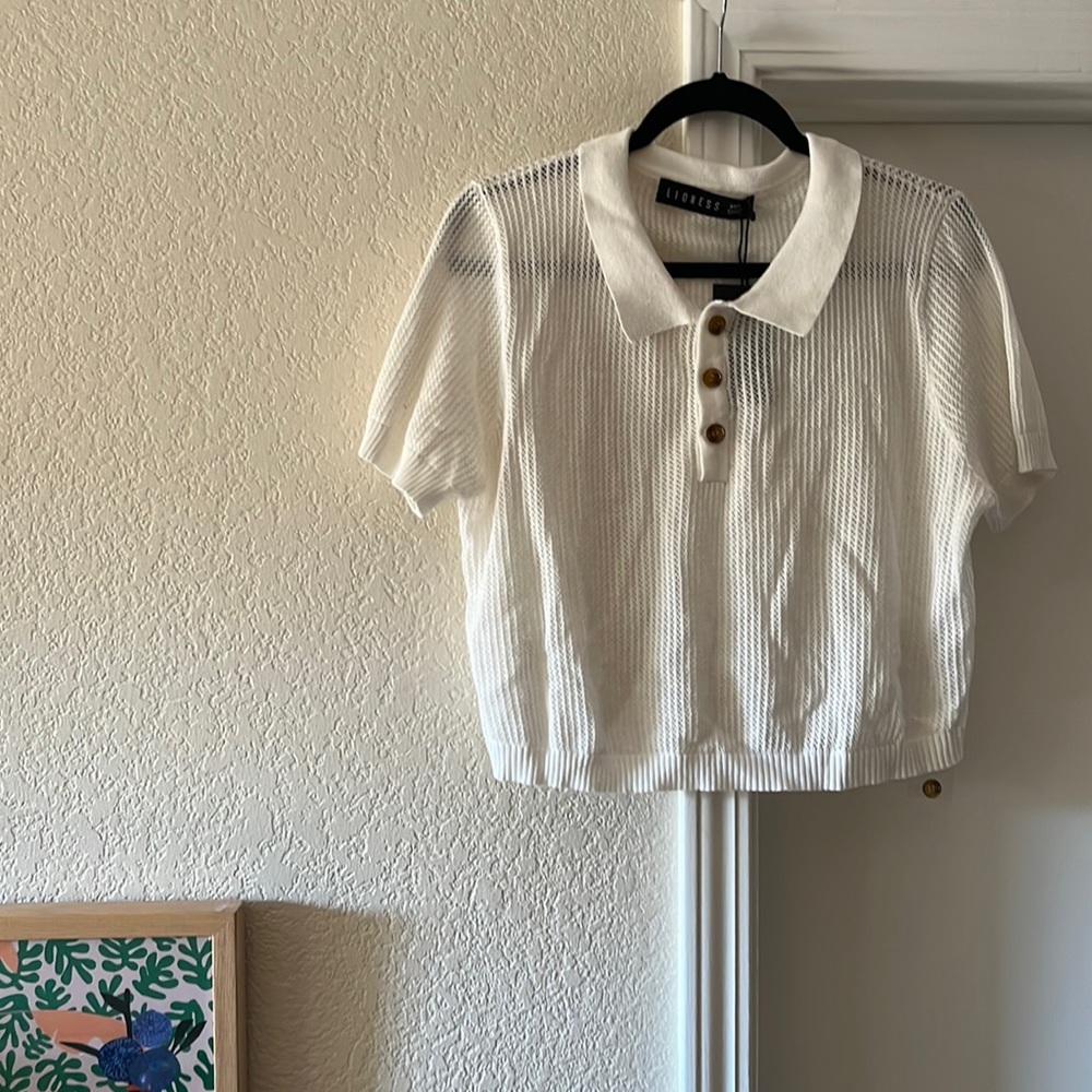 NWT top shop open knit white sweater